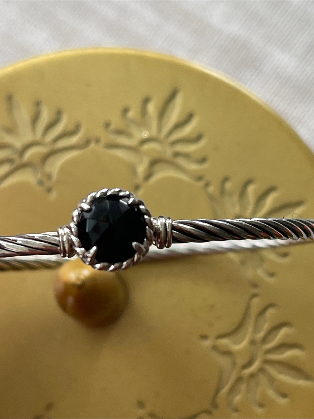David Yurman Silver Cable Petite Chatelaine Bracelet with Black Onyx Accent - Picture 4 of 10